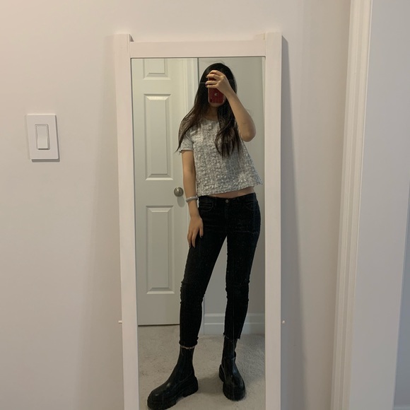 J. Crew Tshirt grey and white XS - Picture 1 of 3